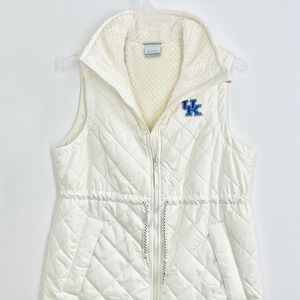NEW! Columbia Kentucky Wildcats Women's Size L Quilted Vest Full Zip White UK